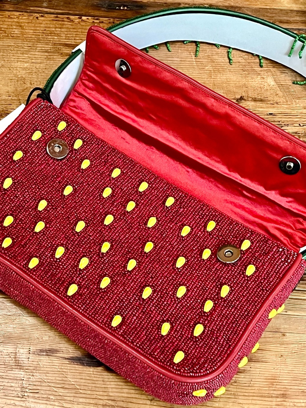NWT Staud Beaded Tommy Shoulder Bag Strawberry Dream - Picture 7 of 16